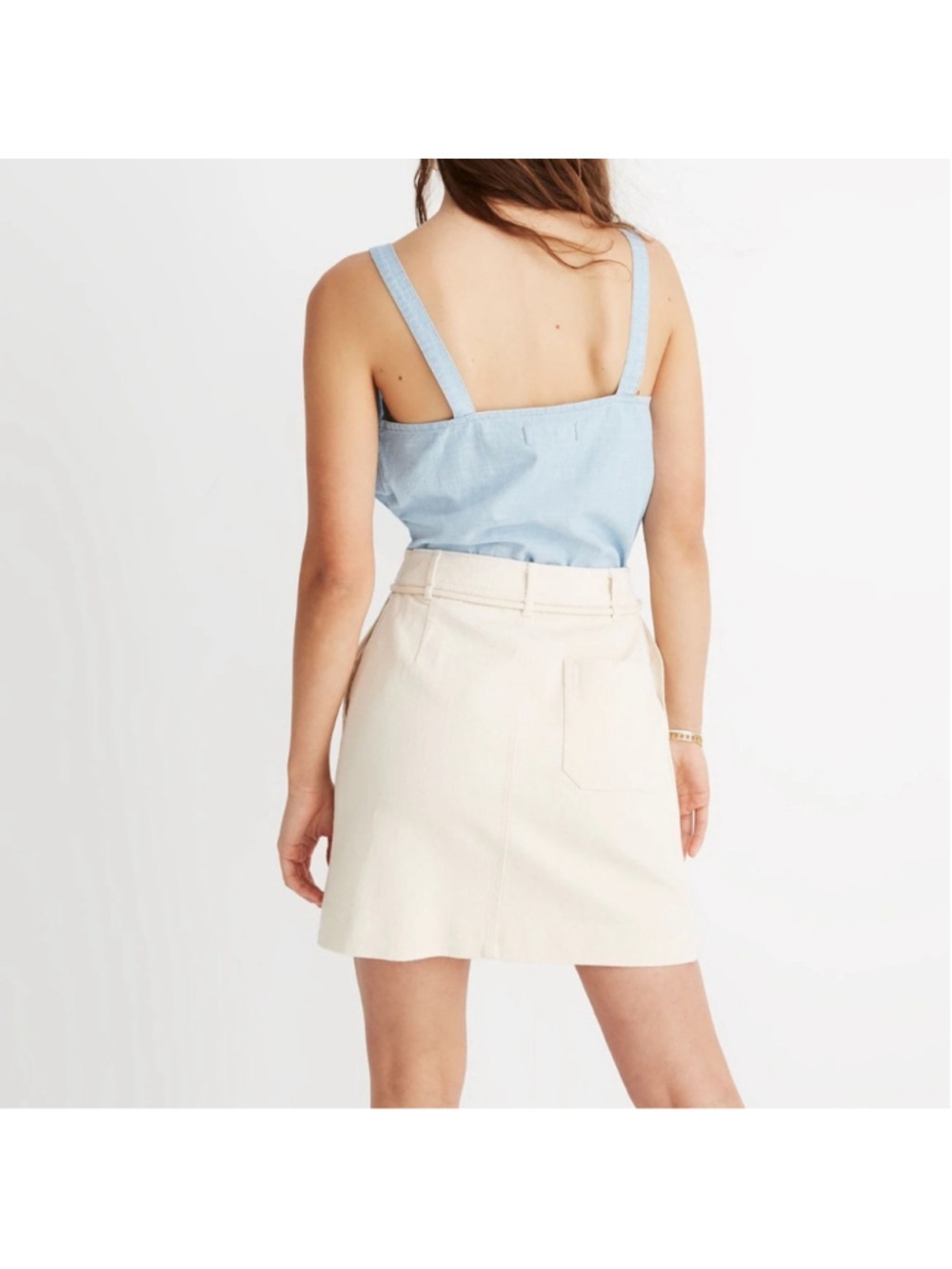 MADEWELL Capital A-line Summer Mini Skirt Size 14 Ivory Coastal Casual Stretch - Picture 5 of 10